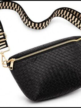 Woven Vegan Leather Crossbody Bag Sling Handbag